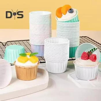 50 шт., устойчивые к высоким температурам чашки для торта, жиронепроницаемая бумага, водонепроницаемые, легко извлекаемые из формы, одноразовые пищевые чашки для выпечки зелёный