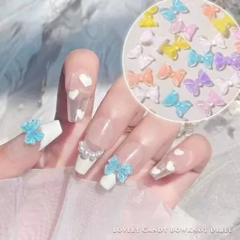 50 шт., ювелирные изделия для дизайна ногтей, изысканные подвески с бантом, аксессуары, цветная смола, украшения для ногтей, принадлежности для ногтей F