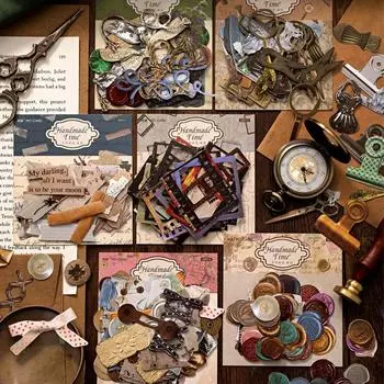 50 шт. Винтажная плетеная бумага, наклейки ручной работы, декоративные наклейки для скрапбукинга, художественные коллажи, канцелярские принадлежности, эстетические наклейки