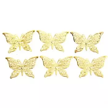 50 шт. Винтажные филигранные обертывания в виде бабочек, соединители для металлических изделий, поделки своими руками, изготовление ювелирных изделий золотой