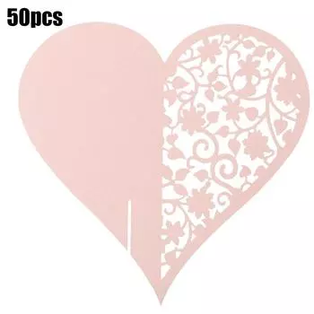 50 шт. в форме сердца, свадебные полые именные карточки для украшения стола с бокалами для вина(розовый) розовый