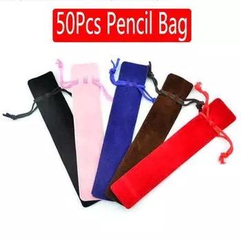 50 шт. в партии бархатный держатель для ручек одинарный подарочный пенал пенал пенал с веревкой офисные и школьные принадлежности цветной подарок