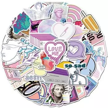50 шт. в упаковке, мультяшные крутые милые наклейки, водонепроницаемые, ПВХ, скейтборд, гитара, багаж, автомобиль, ноутбук, Vsco, граффити, наклейки, детские игрушки