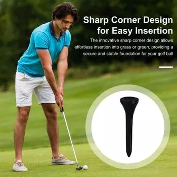 50 шт. в упаковке профессиональных футболок для гольфа, черные пластиковые футболки для гольфа, высокие футболки для гольфа, уменьшающие боковое вращение и трение, аксессуары для гольфа S