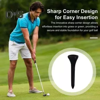 50 шт. в упаковке профессиональных футболок для гольфа, черные пластиковые футболки для гольфа, высокие футболки для гольфа, уменьшающие боковое вращение и трение, аксессуары для гольфа S