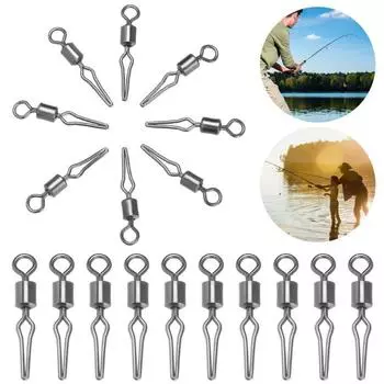 50 шт. вертлюжки из нержавеющей стали с боковой клипсой для лески, подвесные рыболовные крючки с фиксатором, разъем для ствола, вертлюг, принадлежности для рыбалки 6#