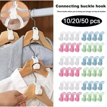 50 шт. вешалка для одежды, удлинитель, зажимы, экономия места, соединительный крючок, каскадные вешалки, крючки, стеллаж для хранения в домашнем шкафу, организация 10pcs - Green