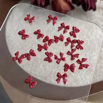 50 шт. винно-красный смоляной бант для ногтей, оптовый микс размера, 3D-лента, бант, мини-кавайные аксессуары для дизайна ногтей, милые украшения для ногтей своими руками 1