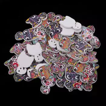 50 шт. винтажная пуговица с двумя отверстиями для детей, изготовление карточек, 26 мм