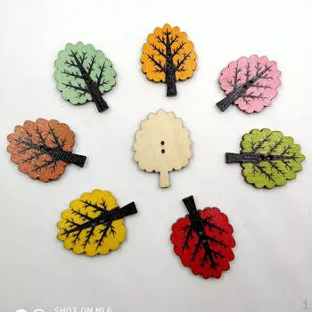 50 шт., винтажные деревянные пуговицы в виде дерева для шитья своими руками, скрапбукинга