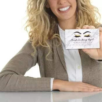 50 шт. визитных карточек Shining Eyelash, карты по уходу за наращенными ресницами, дисконтные карты лояльности для салонов красоты красный