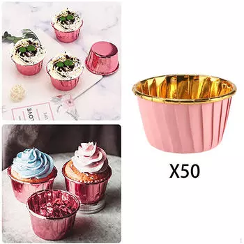 50 шт. вкладышей для кексов, обертка для маффинов на Хэллоуин, свадьба, розовый и Pink and Gold