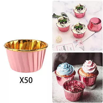 50 шт. вкладышей для кексов, обертка для маффинов на Хэллоуин, свадьба, розовый и Pink and Gold