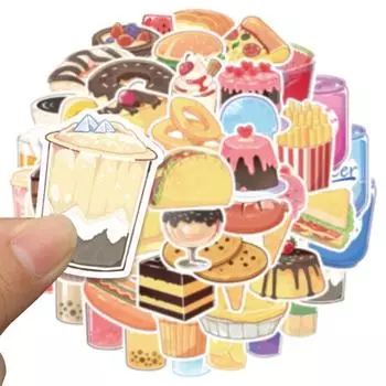 50 шт. вкусные наклейки на еду хот-дог хлеб виниловые художественные солнцезащитные экологически чистые скейтборд ноутбук телефон автомобиль скрапбукинг детский подарок