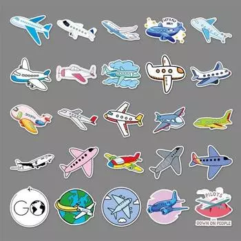 50 шт., водонепроницаемая наклейка с героями мультфильмов, многоразовая самоклеящаяся наклейка «сделай сам», чехол для телефона с рисунком самолета, наклейка на багаж, детский подарок