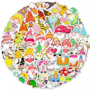 50 шт., водонепроницаемая самоклеящаяся наклейка с гномом, прозрачная печать, наклейка с мультяшным гномом для ноутбуков, скейтбордов, бутылки разноцветный