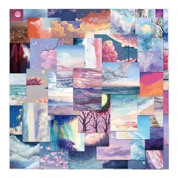 50 шт. водонепроницаемые наклейки с пейзажной масляной живописью в стиле INS для украшения багажа, ноутбука, ноутбука 50Pcs