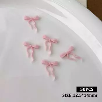 50 шт. волнистые ленточные банты для украшения ногтей однотонные цветные банты из смолы для украшения ногтей для самостоятельного изготовления шпилек для ногтей