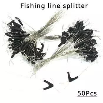 50 шт. восемь раздвоенных аксессуаров, двойные крючки, контактор, устройство для лески, космическая вилка, вращающийся инструмент для завязки лески 50pcs