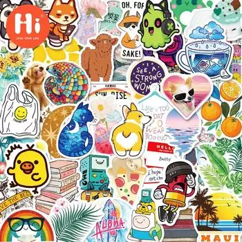 50 шт. Xiaoqing, новый Ins Wind, маленькие листья, граффити, дорожный чехол, наклейка на чемодан, наклейка для детей