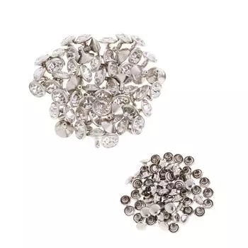 50 шт. заклепки со стразами и пуговицы для швейных поделок 7 мм серебро 10mm серебряный