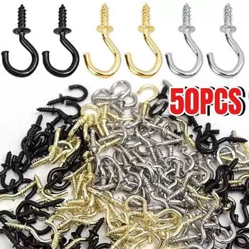 50 шт. железных стальных крючков, прочные потолочные крючки, многоцелевой винтовой крючок, саморез для дерева, крючки для подвешивания B 10pcs