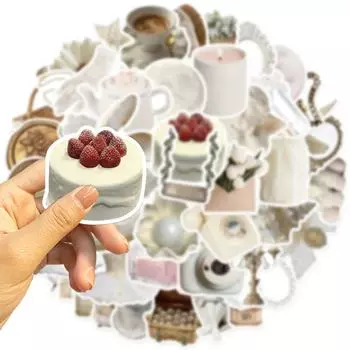 50 шт. жемчужно-белые балетные феи для девочек, милые наклейки, эстетическая наклейка, дневник, холодильник, ноутбук, телефон, водонепроницаемая наклейка на бутылку