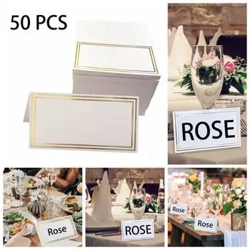 50 шт. Золотая фольга с каймой для рассадки гостей, имя стола, сообщение, поздравительная открытка на годовщину свадьбы