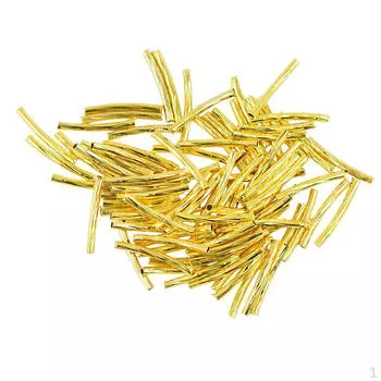 50 шт. Золотая изогнутая трубка для лапши, свободные бусины-проставки для ювелирных изделий, 1,8 мм