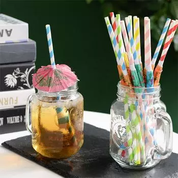 50 шт., зонтик, соломинки для питья, одноразовые, разлагаемые, тропические, цветные соломинки для питья разноцветный