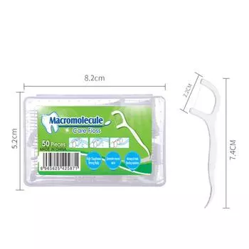 50 шт. зубочистка 2-в-1, зубная нить, высокая прочность, межзубная щетка, зубная палочка, язык белый