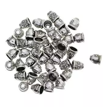 50 штук бусины с рисунком ромашки, шапка с кисточкой, фурнитура для изготовления ювелирных изделий as described античный серебряного