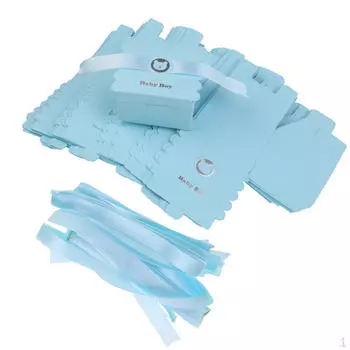 50 штук милый бумажный мишка для мальчика, коробки сладких конфет для душа, синий цвет