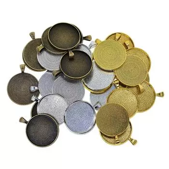 50 штук пустая круглая рамка-поднос с подставкой диаметром 30 мм, подвеска с кабошоном, ювелирные изделия as described разноцветный