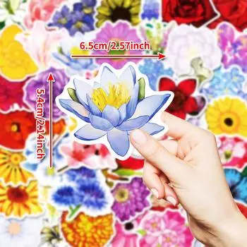 50 штук различных цветов, нарисованных вручную, наклейки, материал полипропилен, водонепроницаемые, неповторяющиеся наклейки, плоские стаканы своими руками, скользкие для холодильника