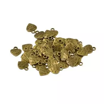 50 штук, сделанные с любовью, подвески в виде сердечек, подвески для изготовления ювелирных изделий своими руками, ремесла 12 x 10mm