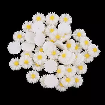 50 штук смолы кабошон с цветком ромашки с плоской задней частью для DIY волос бант центр ремесла