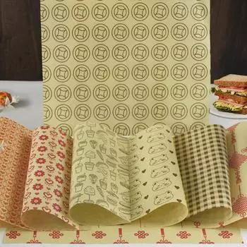 50 штук впитывающей бумаги, сэндвичи, гамбургеры, картофель фри, обертки для жареной еды, коврики для тарелок, вощеная бумага и бумага для выпечки