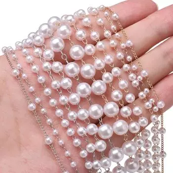 50 см ABS круглые искусственные жемчужные бусины цепочка для самостоятельного изготовления ювелирных изделий аксессуары для украшения дома 4mm золотой