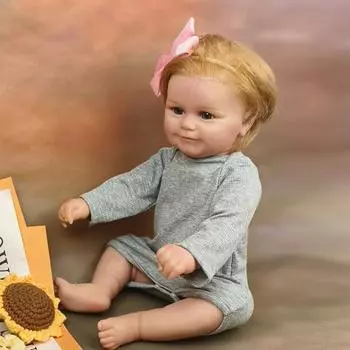 50 см кукла-симуляция Rebirth Doll Maddie 3D Skin Simulation Baby Toy Doll 50cm серый