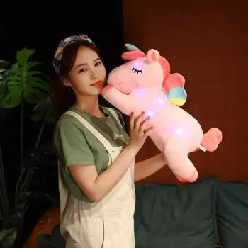 50 см милые светящиеся светодиодные плюшевые игрушки в виде единорога, милые светящиеся животные, подушка-единорог, мягкие куклы для детей, рождественские подарки 50cm розовый