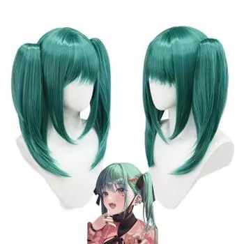 50 см милый вампир, костюм для косплея, парик из синтетического волокна, сине-зеленый двойной хвост, короткие волосы, розовая униформа, юбка 50cm бежевый