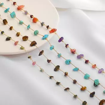 50 см/пакет Медная цепочка с камнями ручной работы для изготовления украшений своими руками 50CM золотой