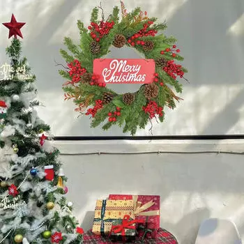 50 см рождественский венок искусственная гирлянда с подсветкой для входной двери рождественское подвесное украшение для жизни