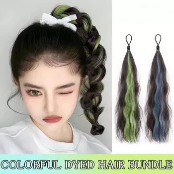 50 см синтетический самозакручивающийся парик с шарообразной головкой, пучок волос для женщин, коричневый, черный, подсвеченный, красный, пучок волос своими руками, для увеличения объема волос, пучок волос