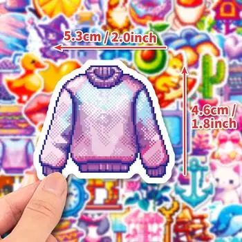 50 Small Fresh Pixel Wind Stickers Do Not Repeat Mosaic Stickers Diy Luggage Notebook Handbook
