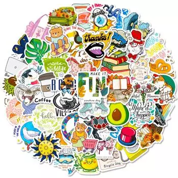 50 Смешанных и Сочетающихся Инс Граффити Наклеек, Персонализированные Креативные Наклейки Shein Могут Быть Многократно Наклеены Водонепроницаемые Наклейки