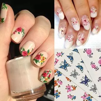 50 смешанных стилей 3D водонепроницаемые польские цветочные цветочные наклейки для дизайна ногтей «сделай сам»