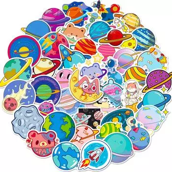 50 Space Planet Graffiti Stickers, Planet Meteorite Combination Astronaut Astronaut Stickers