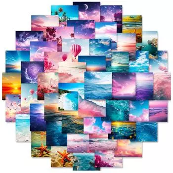 50 Star Sea Stickers Temuins Wind Girl Heart Healing Scenic Stickers